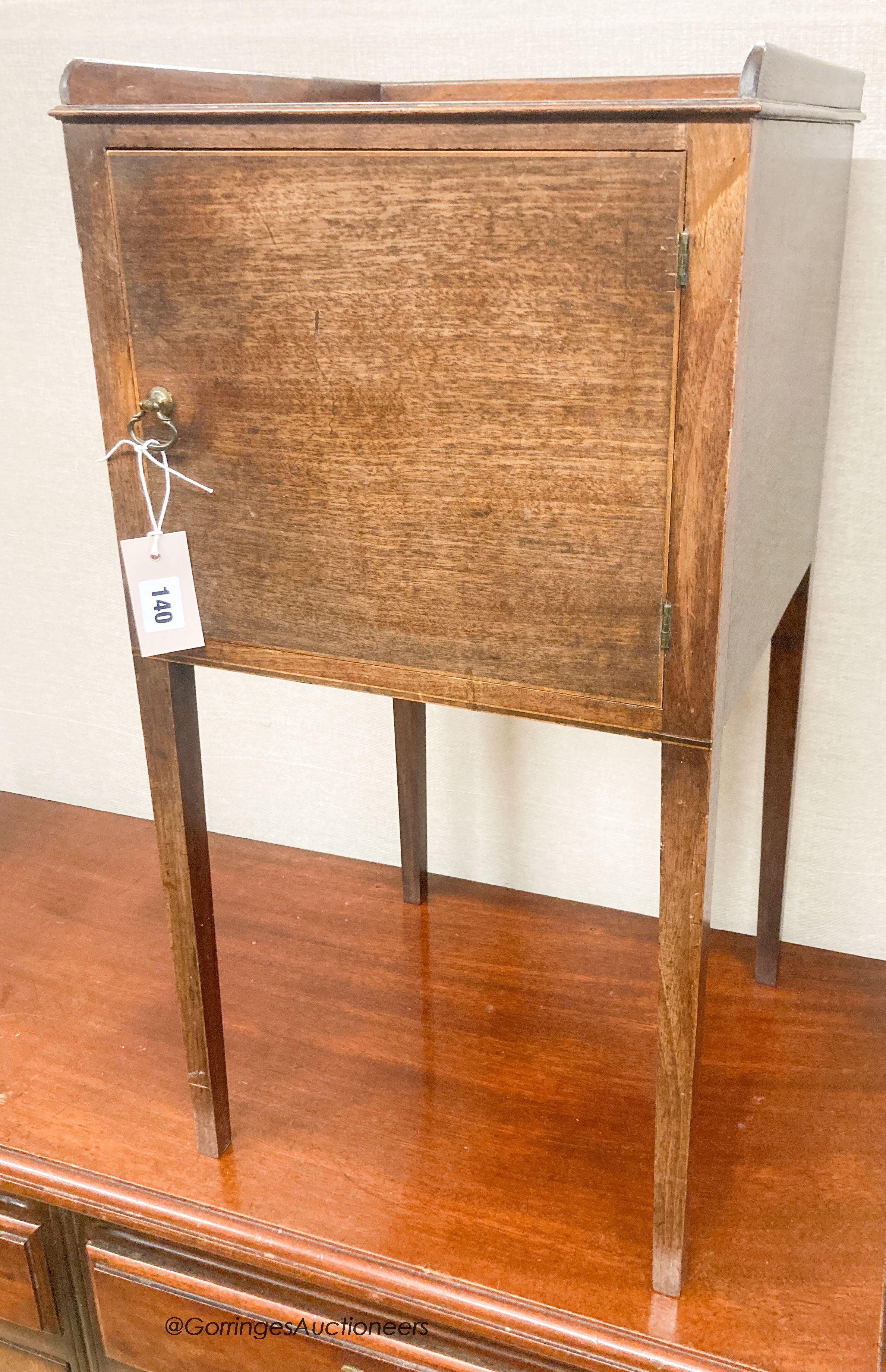 A George III mahogany bedside cabinet, width 36cm, depth 36cm, height 71cm